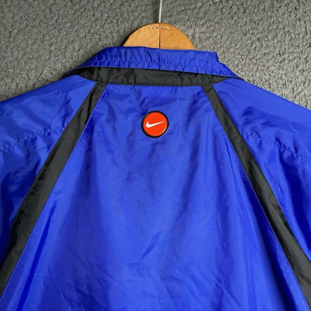 Vintage 90s Nike Track Jacket Boys XL 16-18 Blue Stripe Full Zip Windbreaker